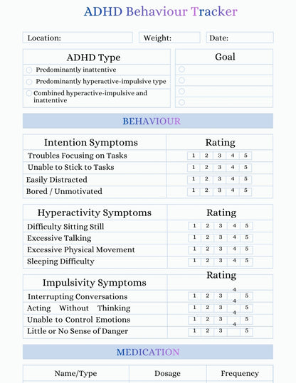 ADHD Behaviour Tracker