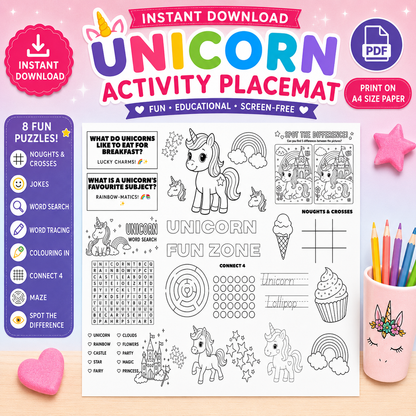 Unicorn Activity Place Mat