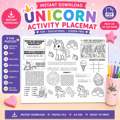 Unicorn Activity Place Mat