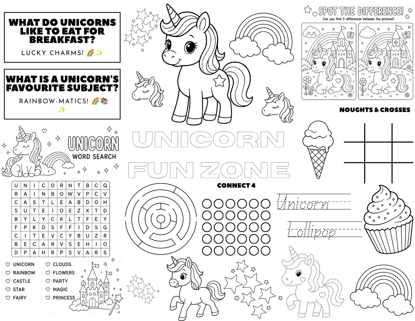Unicorn Activity Place Mat